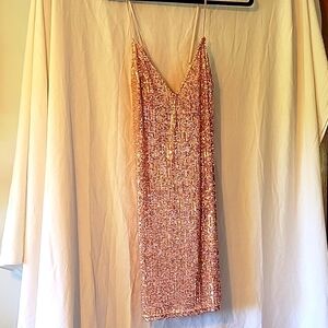 victoria secret gold sequin dress Dipped In Gold Sequin Open Back Mini Dress